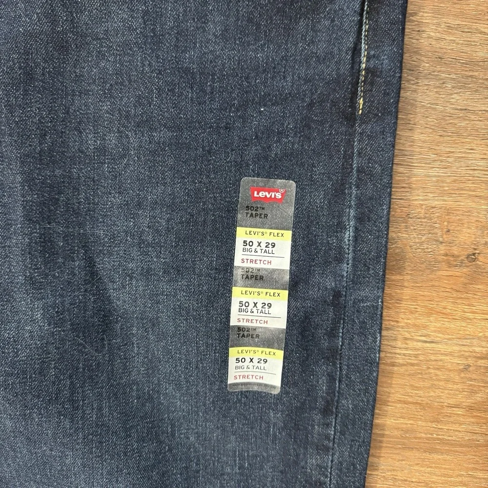 NWT‎ Levi's 502 Taper Men's Sz 50x29 Dark Wash Blue Denim Jeans